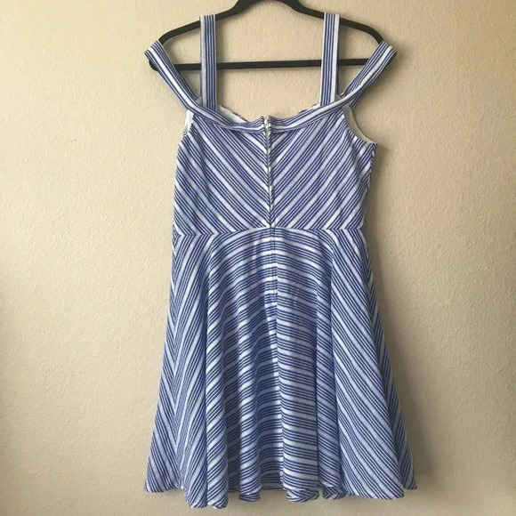 Striped City Studio Button Front Off Shoulder Dress - Picture 3 of 5